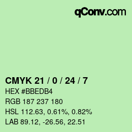 Color code: CMYK 21 / 0 / 24 / 7 | qconv.com