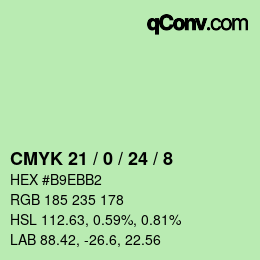 カラーコード: CMYK 21 / 0 / 24 / 8 | qconv.com