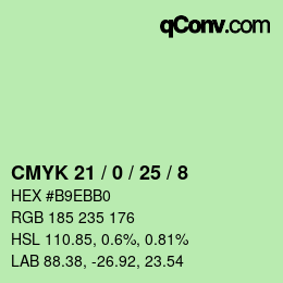 Farbcode: CMYK 21 / 0 / 25 / 8 | qconv.com