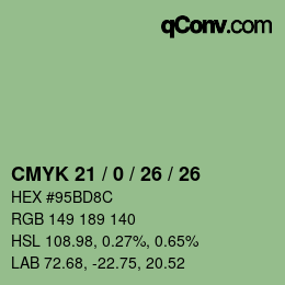 Color code: CMYK 21 / 0 / 26 / 26 | qconv.com