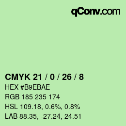 カラーコード: CMYK 21 / 0 / 26 / 8 | qconv.com