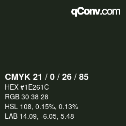 颜色代码: CMYK 21 / 0 / 26 / 85 | qconv.com