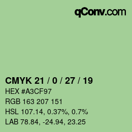 颜色代码: CMYK 21 / 0 / 27 / 19 | qconv.com