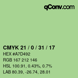 Color code: CMYK 21 / 0 / 31 / 17 | qconv.com