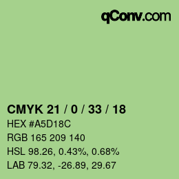 Color code: CMYK 21 / 0 / 33 / 18 | qconv.com
