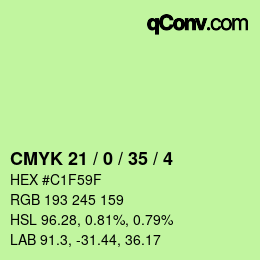 Color code: CMYK 21 / 0 / 35 / 4 | qconv.com