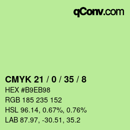 Color code: CMYK 21 / 0 / 35 / 8 | qconv.com