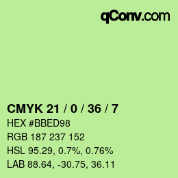 Color code: CMYK 21 / 0 / 36 / 7 | qconv.com