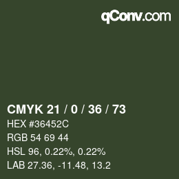 カラーコード: CMYK 21 / 0 / 36 / 73 | qconv.com