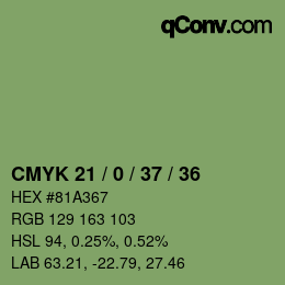 Color code: CMYK 21 / 0 / 37 / 36 | qconv.com