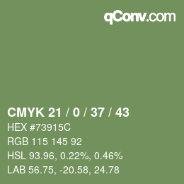 Color code: CMYK 21 / 0 / 37 / 43 | qconv.com