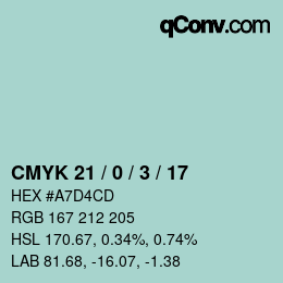 Color code: CMYK 21 / 0 / 3 / 17 | qconv.com