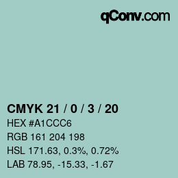 Código de color: CMYK 21 / 0 / 3 / 20 | qconv.com