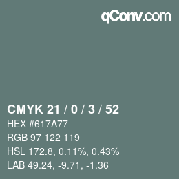 Farbcode: CMYK 21 / 0 / 3 / 52 | qconv.com