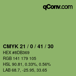 Color code: CMYK 21 / 0 / 41 / 30 | qconv.com