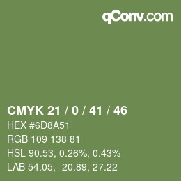 Color code: CMYK 21 / 0 / 41 / 46 | qconv.com