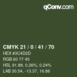 Color code: CMYK 21 / 0 / 41 / 70 | qconv.com