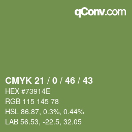 Farbcode: CMYK 21 / 0 / 46 / 43 | qconv.com