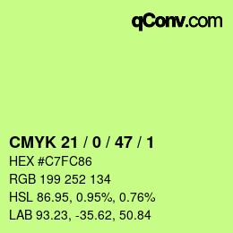 Color code: CMYK 21 / 0 / 47 / 1 | qconv.com