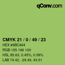 Farbcode: CMYK 21 / 0 / 49 / 23 | qconv.com