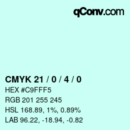 Color code: CMYK 21 / 0 / 4 / 0 | qconv.com