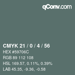 颜色代码: CMYK 21 / 0 / 4 / 56 | qconv.com