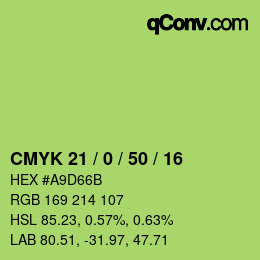 Color code: CMYK 21 / 0 / 50 / 16 | qconv.com
