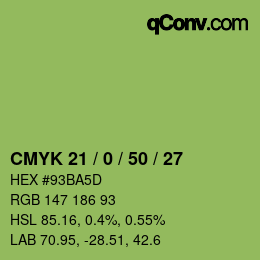 Color code: CMYK 21 / 0 / 50 / 27 | qconv.com