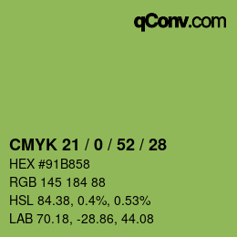Farbcode: CMYK 21 / 0 / 52 / 28 | qconv.com