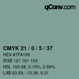 颜色代码: CMYK 21 / 0 / 5 / 37 | qconv.com