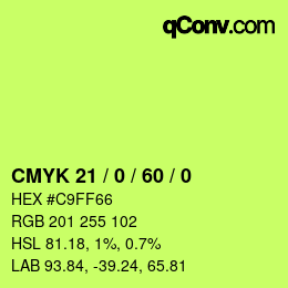 Color code: CMYK 21 / 0 / 60 / 0 | qconv.com