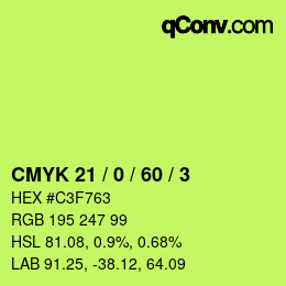 Color code: CMYK 21 / 0 / 60 / 3 | qconv.com