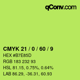 Color code: CMYK 21 / 0 / 60 / 9 | qconv.com
