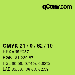 颜色代码: CMYK 21 / 0 / 62 / 10 | qconv.com