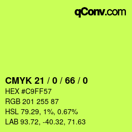 Farbcode: CMYK 21 / 0 / 66 / 0 | qconv.com