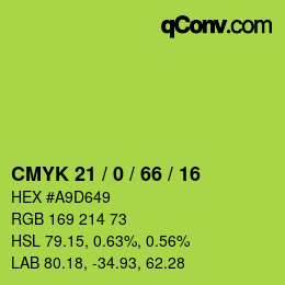 Color code: CMYK 21 / 0 / 66 / 16 | qconv.com
