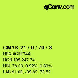 颜色代码: CMYK 21 / 0 / 70 / 3 | qconv.com