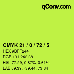 Color code: CMYK 21 / 0 / 72 / 5 | qconv.com