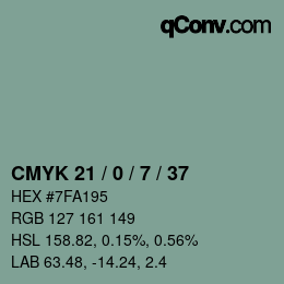 Código de color: CMYK 21 / 0 / 7 / 37 | qconv.com
