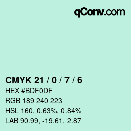 Color code: CMYK 21 / 0 / 7 / 6 | qconv.com