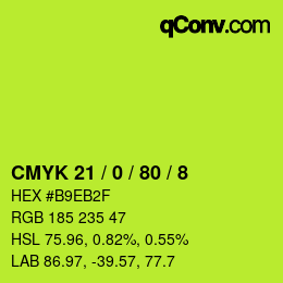 Color code: CMYK 21 / 0 / 80 / 8 | qconv.com