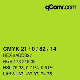 Color code: CMYK 21 / 0 / 82 / 14 | qconv.com