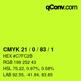 Color code: CMYK 21 / 0 / 83 / 1 | qconv.com