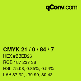 カラーコード: CMYK 21 / 0 / 84 / 7 | qconv.com