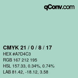 Código de color: CMYK 21 / 0 / 8 / 17 | qconv.com