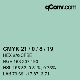 カラーコード: CMYK 21 / 0 / 8 / 19 | qconv.com