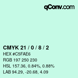 カラーコード: CMYK 21 / 0 / 8 / 2 | qconv.com