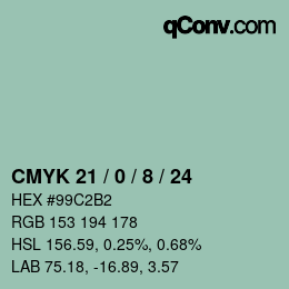 颜色代码: CMYK 21 / 0 / 8 / 24 | qconv.com