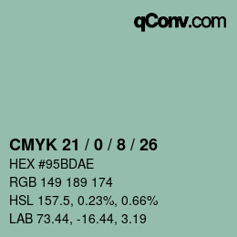 Color code: CMYK 21 / 0 / 8 / 26 | qconv.com