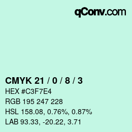カラーコード: CMYK 21 / 0 / 8 / 3 | qconv.com
